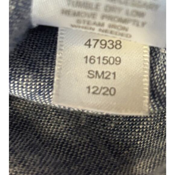 Garnet Hill Linen Short Sleeve Collared Scoop Hem Button Down Blue Womens Size 8 - Picture 6 of 6